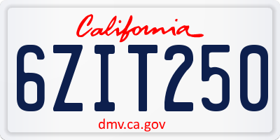 CA license plate 6ZIT250