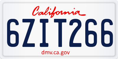 CA license plate 6ZIT266