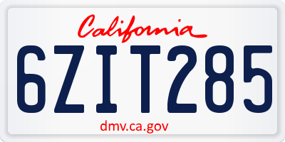 CA license plate 6ZIT285