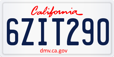 CA license plate 6ZIT290