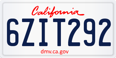 CA license plate 6ZIT292
