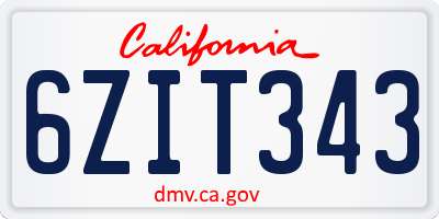 CA license plate 6ZIT343
