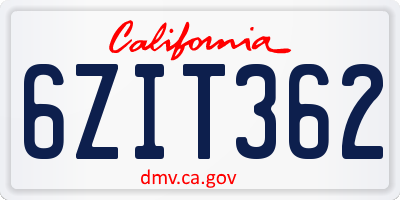 CA license plate 6ZIT362