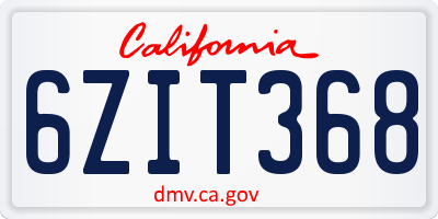 CA license plate 6ZIT368