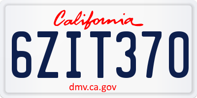 CA license plate 6ZIT370