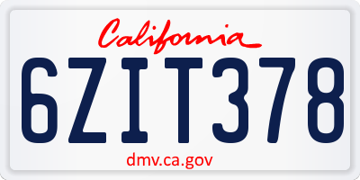 CA license plate 6ZIT378