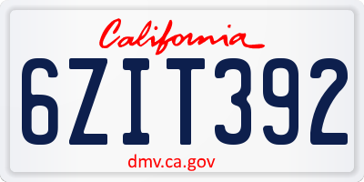CA license plate 6ZIT392