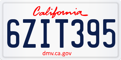 CA license plate 6ZIT395