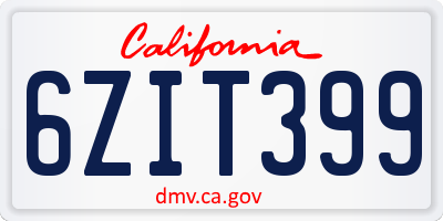 CA license plate 6ZIT399