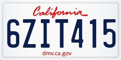 CA license plate 6ZIT415