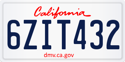 CA license plate 6ZIT432