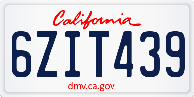 CA license plate 6ZIT439