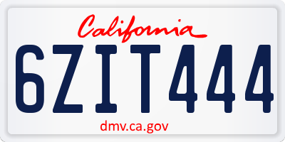 CA license plate 6ZIT444