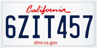 CA license plate 6ZIT457