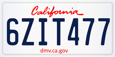 CA license plate 6ZIT477