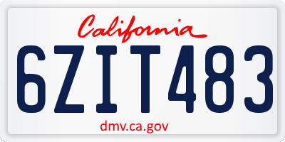 CA license plate 6ZIT483