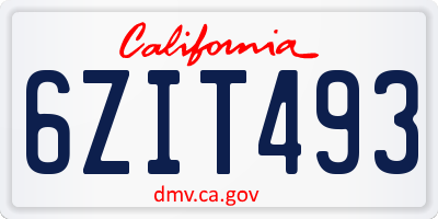 CA license plate 6ZIT493