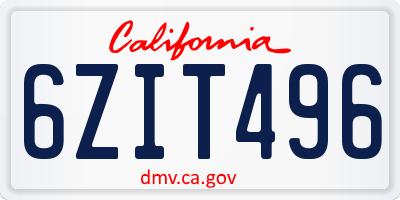 CA license plate 6ZIT496