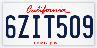 CA license plate 6ZIT509