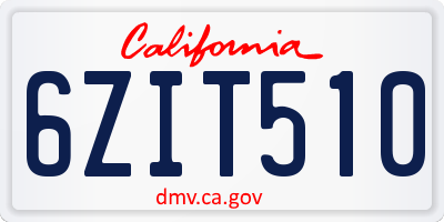 CA license plate 6ZIT510