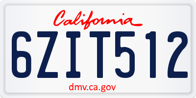 CA license plate 6ZIT512