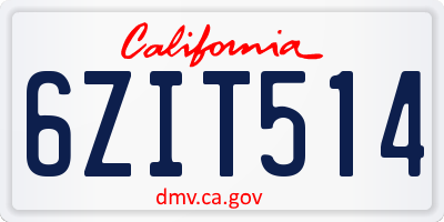 CA license plate 6ZIT514