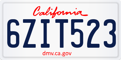 CA license plate 6ZIT523