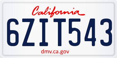 CA license plate 6ZIT543