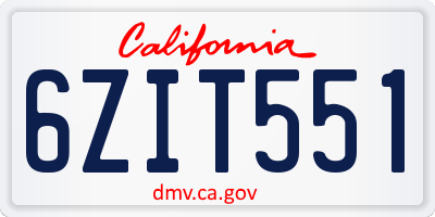 CA license plate 6ZIT551