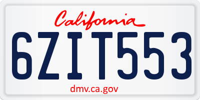 CA license plate 6ZIT553