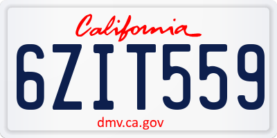 CA license plate 6ZIT559