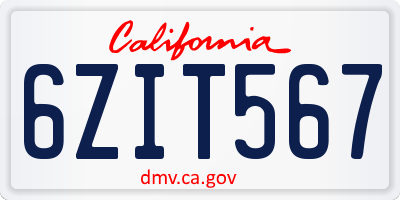 CA license plate 6ZIT567