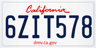 CA license plate 6ZIT578