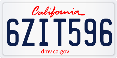 CA license plate 6ZIT596