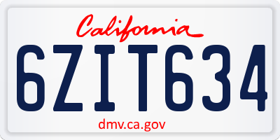 CA license plate 6ZIT634