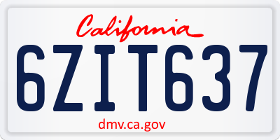 CA license plate 6ZIT637