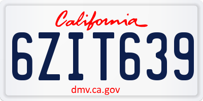CA license plate 6ZIT639