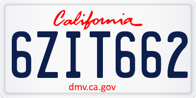 CA license plate 6ZIT662