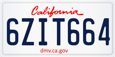 CA license plate 6ZIT664
