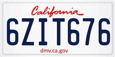 CA license plate 6ZIT676