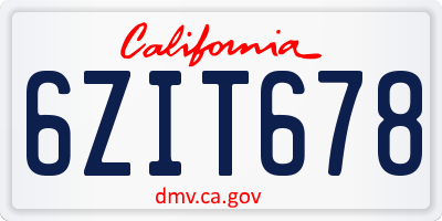 CA license plate 6ZIT678