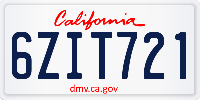 CA license plate 6ZIT721