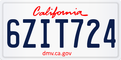 CA license plate 6ZIT724