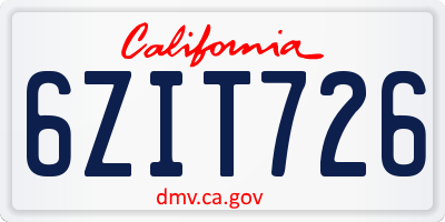 CA license plate 6ZIT726