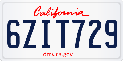 CA license plate 6ZIT729