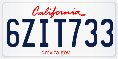 CA license plate 6ZIT733
