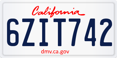 CA license plate 6ZIT742