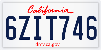 CA license plate 6ZIT746