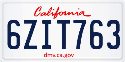 CA license plate 6ZIT763