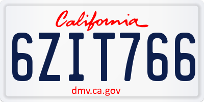 CA license plate 6ZIT766